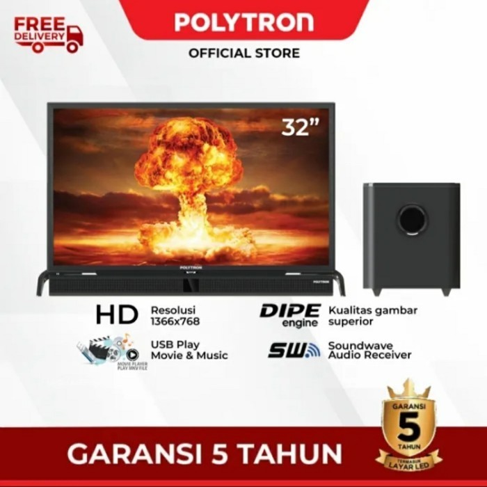 Led Tv Polytron 32 Inch Cinemax Soundbar