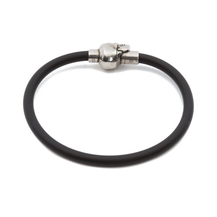 Alexander Mcqueen Rubber Cord Skull Bracelet Black Shw