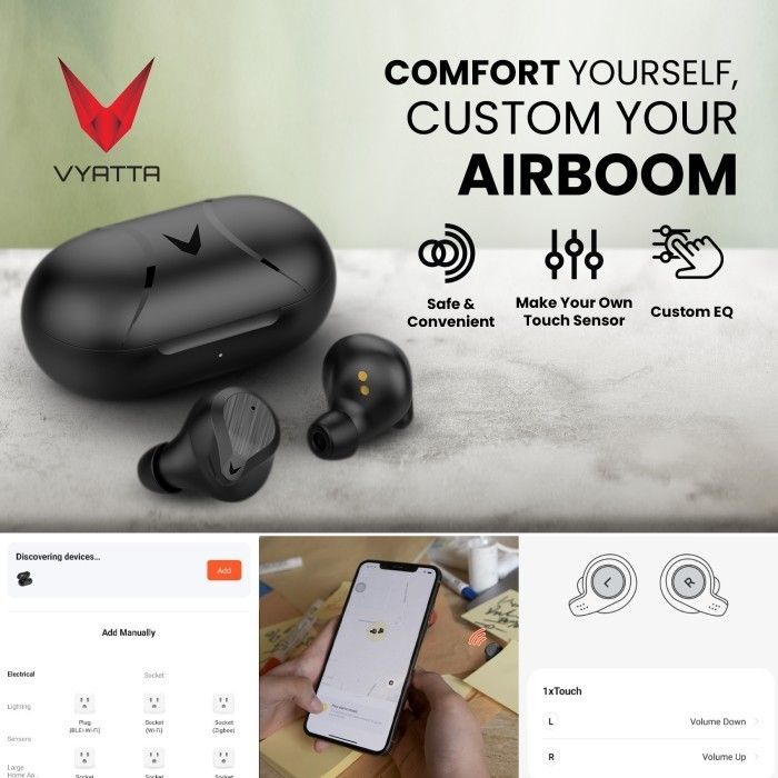 Vyatta Airboom Pro S Tws Bluetooth Headset Earphone Enc Eq Setting Termurah Terlaris Promo