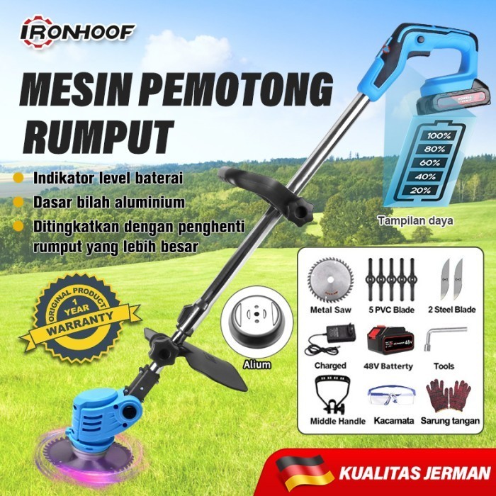Ironhoof Mesin Potong Rumput 48V Mesin Pemotong Rumput Baterai Taman