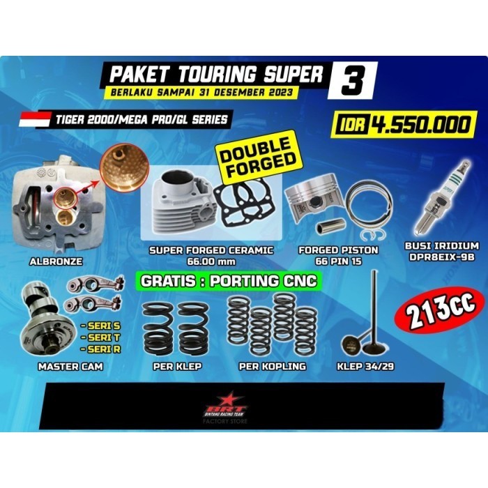 Brt Paket Touring Super 3 Tiger 213Cc Head Porting-Cam-Block Ceramic
