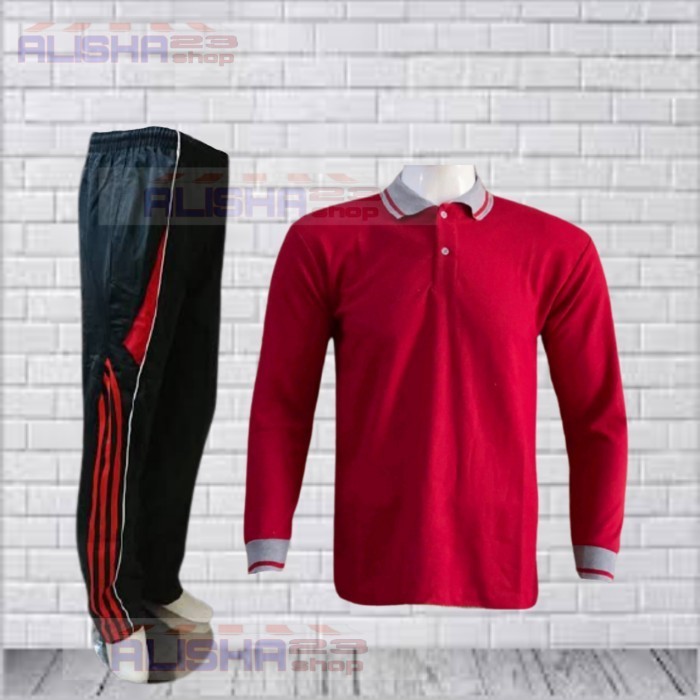 Setelan Training Olahraga Pria/Wanita Stelan Kaos Kerah Lengan Panjang