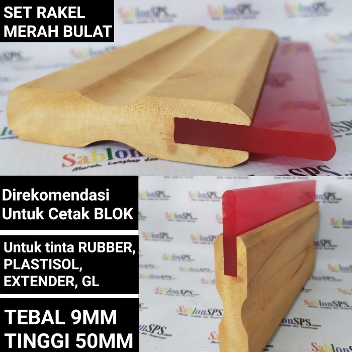 

Rakel Sablon Merah Bulat 9X50Mm Set Gagang Kayu P. 25Cm