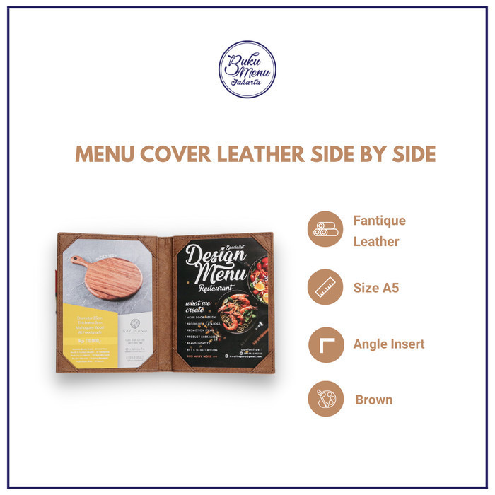 

Buku Menu Restoran Kulit Model Side By Side Ukuran A5 - Ready Stock