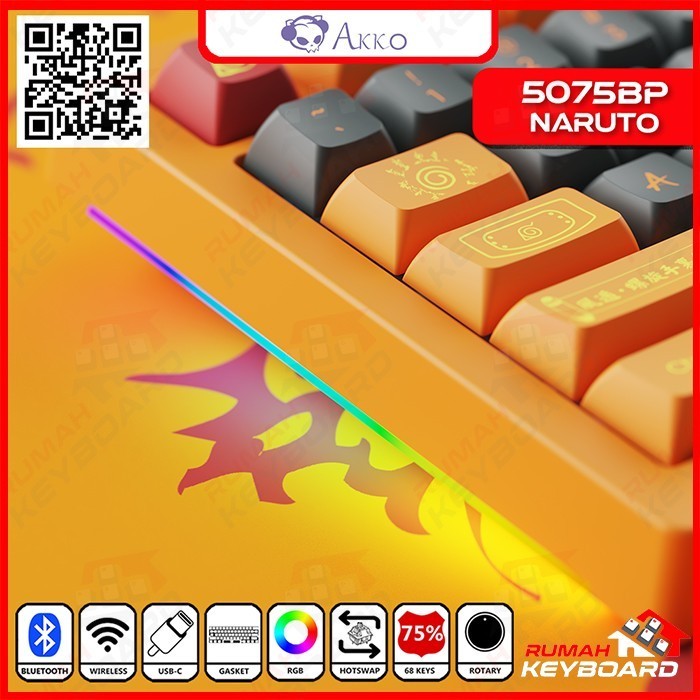 Mechanical Keyboard - Akko 5075B Plus - 3 Mode - 75% - Naruto Uzumaki
