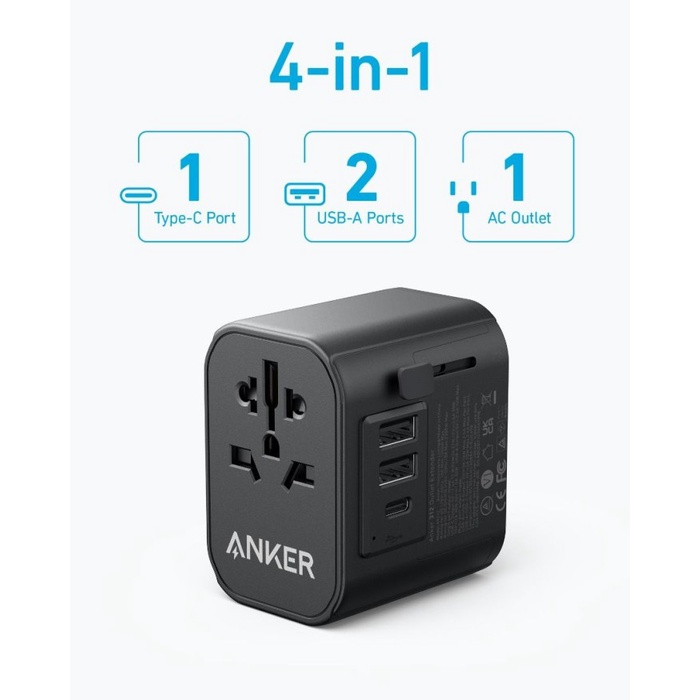 Anker 312 Outlet Extender Usb-C Usb-A 30W Travel Adapter Charger A9212