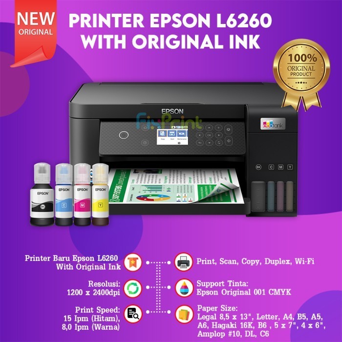 Printer Epson L6190 Aio Wireless Duplex Fax Adf Garansi Resmi L 6190