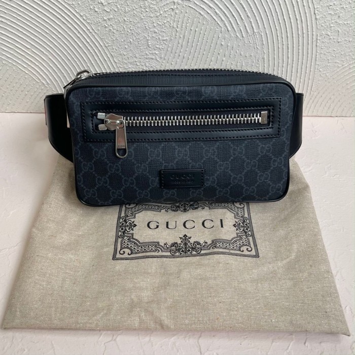 Gucci Gg Supreme Belt Bag In Black