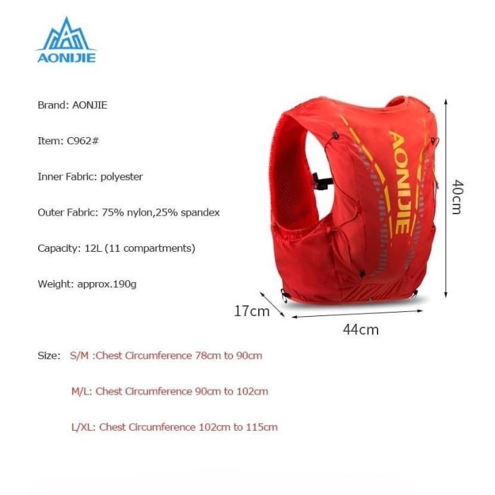 Aonijie C962 Backpack Vest Hydration 12L