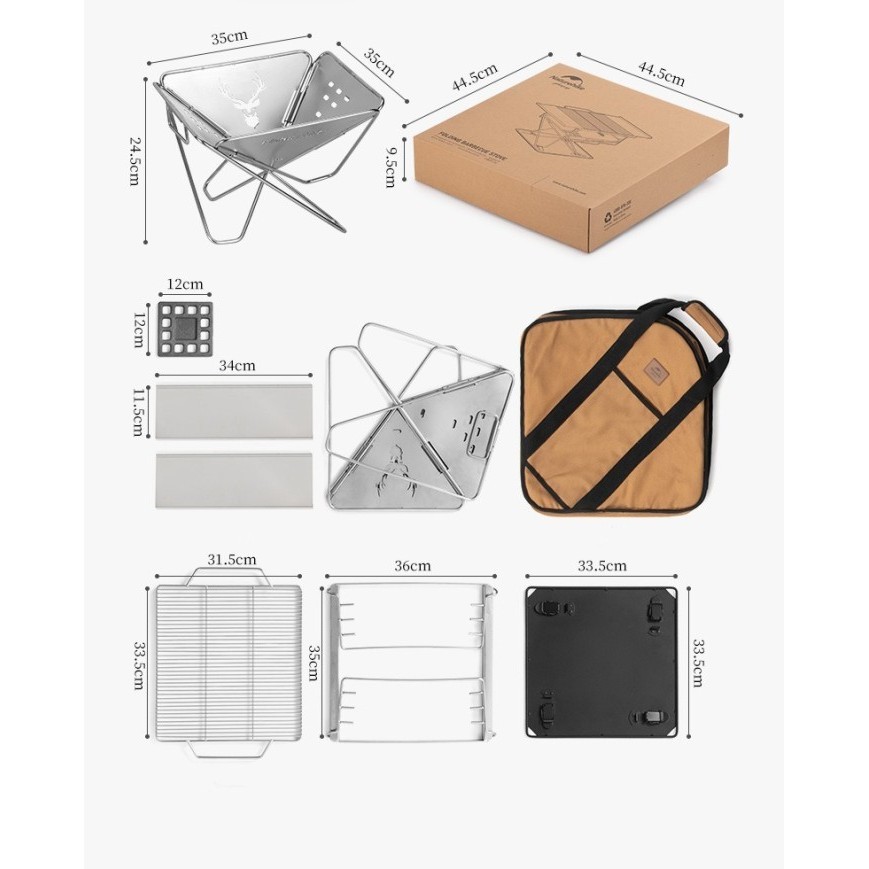 Grill / Bbq / Fire Pit Kayu Bakar Camping Outdoor Naturehike Nh20Pj121