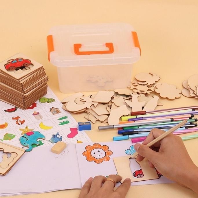 

Mainan Edukasi Anak Wooden Drawing Template Stencil Art / Cetakan