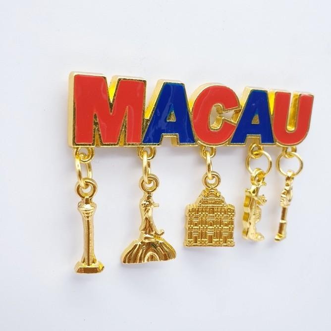 3D LOGAM Souvenir Negara magnet Kulkas Tempelan MACAU GOLD Juntai rickostore