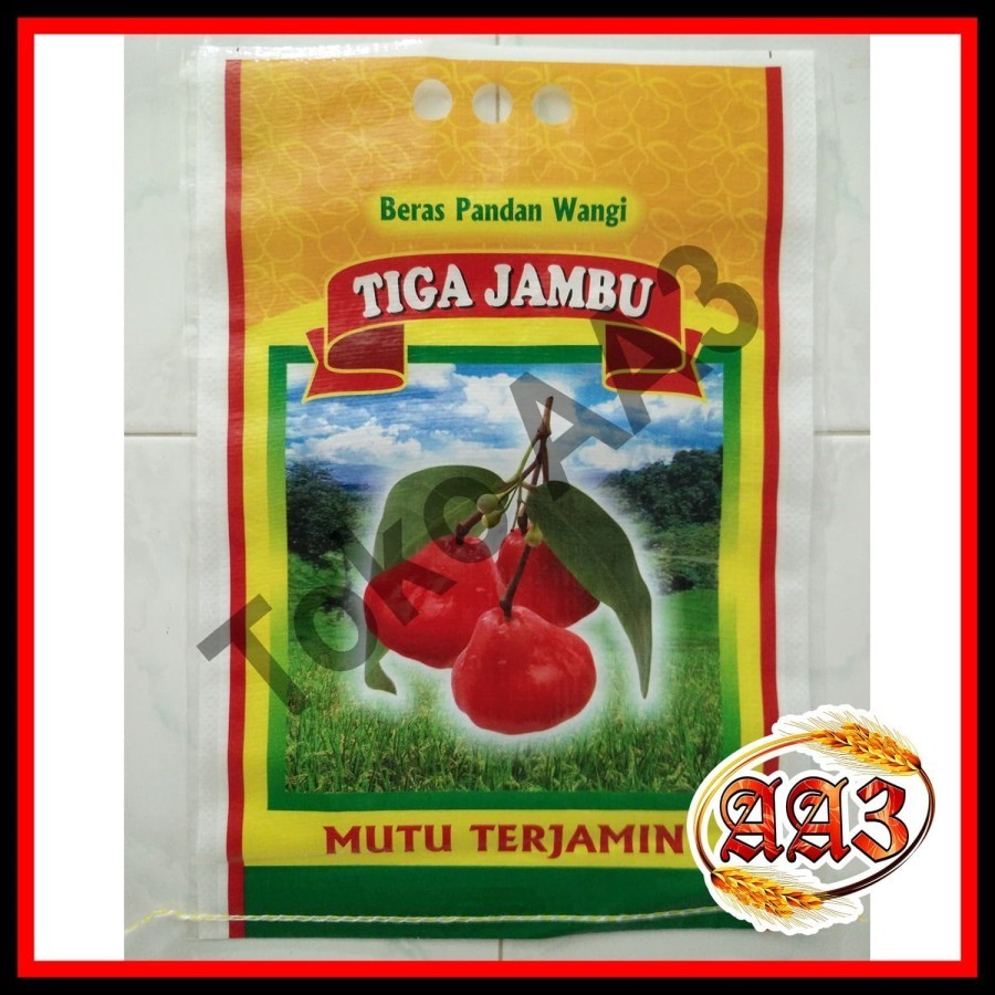 tokokarungaa3 Karung beras laminasi merek Tiga Jambu 20kg