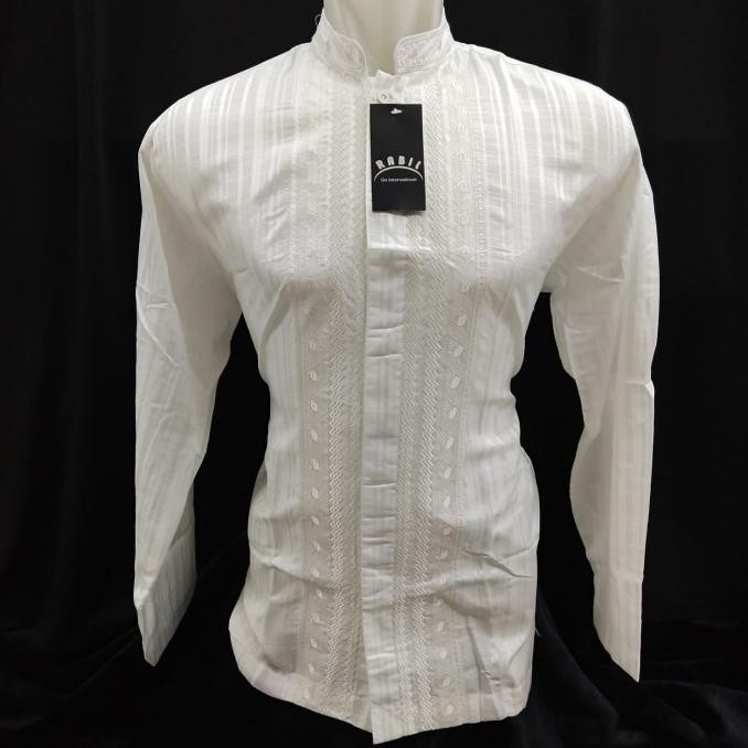 Baju Koko Semi Sutera Putih Tulang