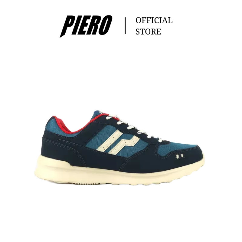 PIERO SEPATU SNEAKERS PRIA JOGGER MAJOLICA BLUE ORANGE OFF WHITE P21003