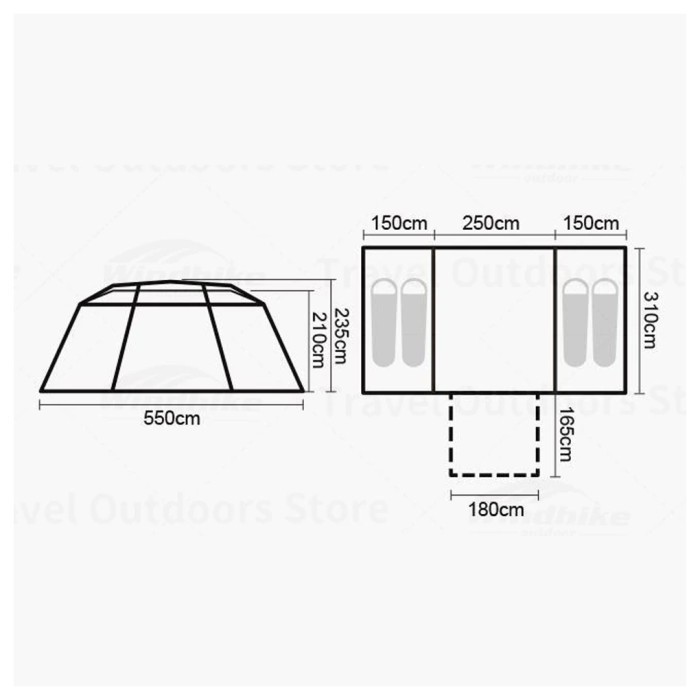 Tenda Glamping Naturehike Village 17 Cnh22Zp021 Camping Auto Tent 5-8P