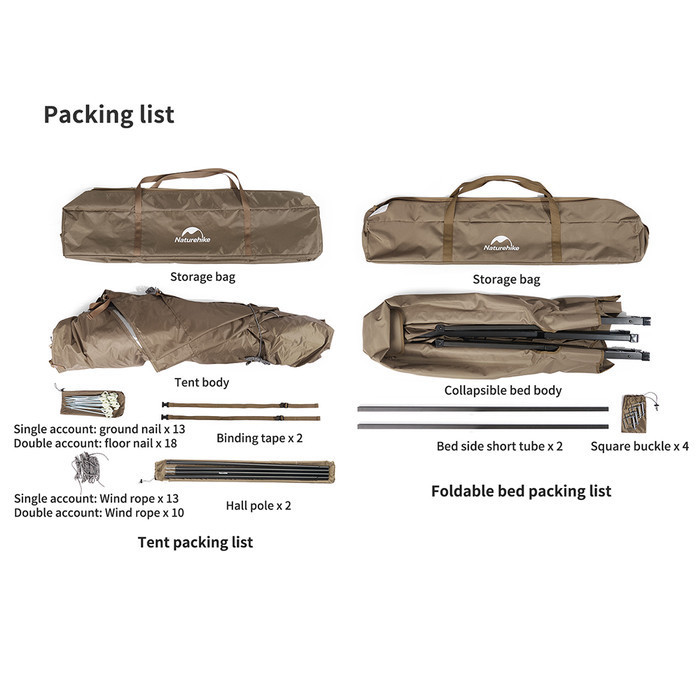 Tenda Glamping Campbed 1 Orang Naturehike Cnh22Zp001 Auto Tent