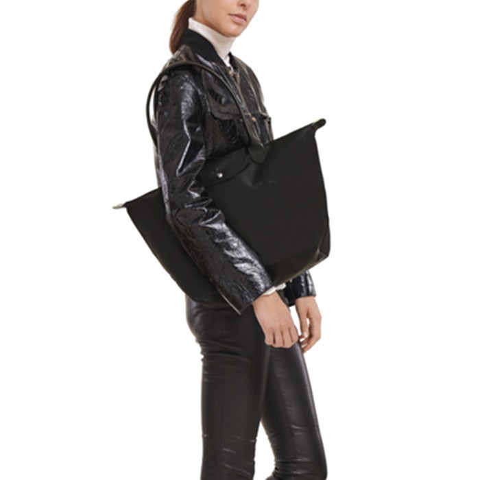 Longchamp Le Pliage Green L Tote Bag Black