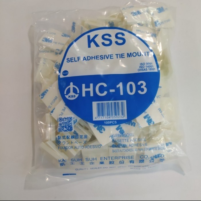 

KSS SELF ADHESIVE TIE MOUNT HC 103 UKURAN: 29.2 X 29.2 X 5.4MM