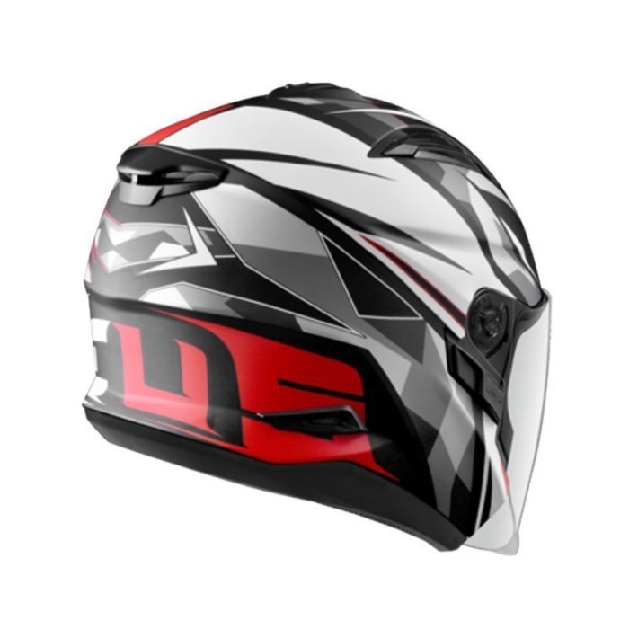 Zeus 613B Matt Black Aj15 Red Half Face Double Visor