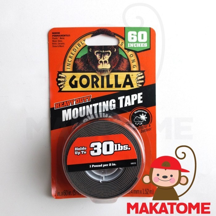 

GORILLA GLUE HEAVY DUTY MOUNTING DOUBLE TAPE 1" X 60" INCH BLACK
