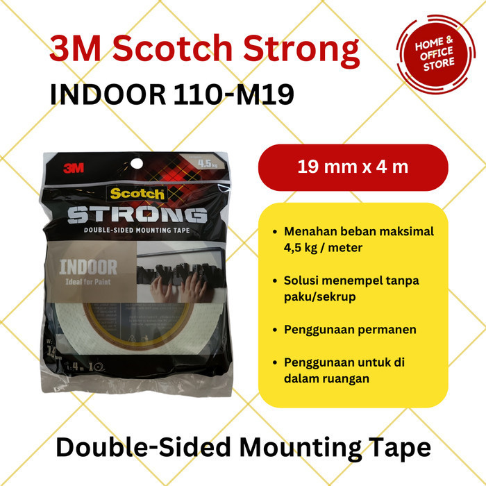 

3M SCOTCH STRONG INDOOR DOUBLE TAPE / MOUNTING TAPE 19 MM X 4 M