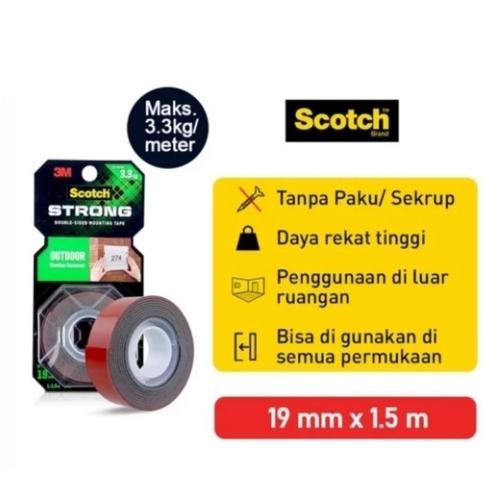 

HOT PROMO Double Tape 3 M Scotch Outdoor Mounting Tape 411-S19 19mm x 1,5 meter