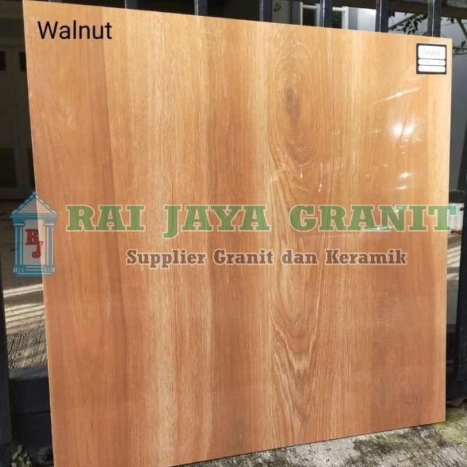 Granit Keren Granit 60X60 Motif Kayu Glossy Walnut Wood