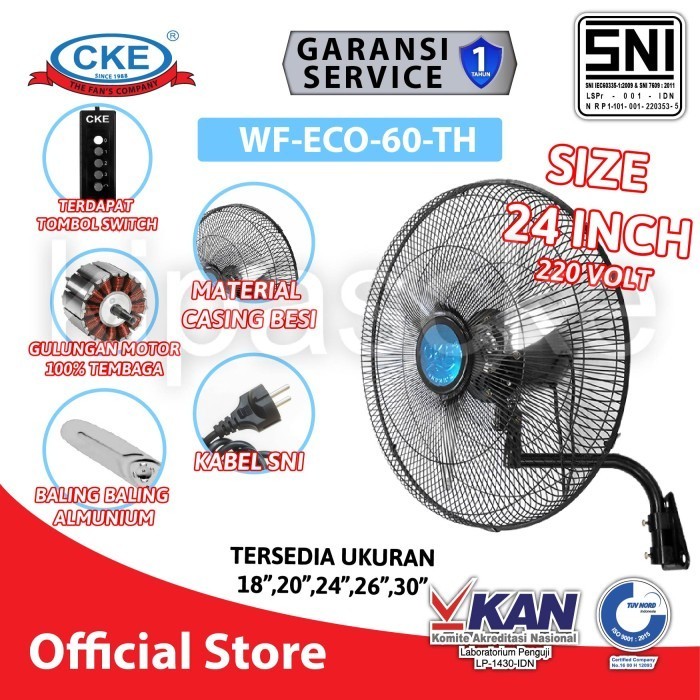 Wall Fan Cke Wf-Eco-60-Th 24 Inch Kipas Angin Dinding Tembok Rumah