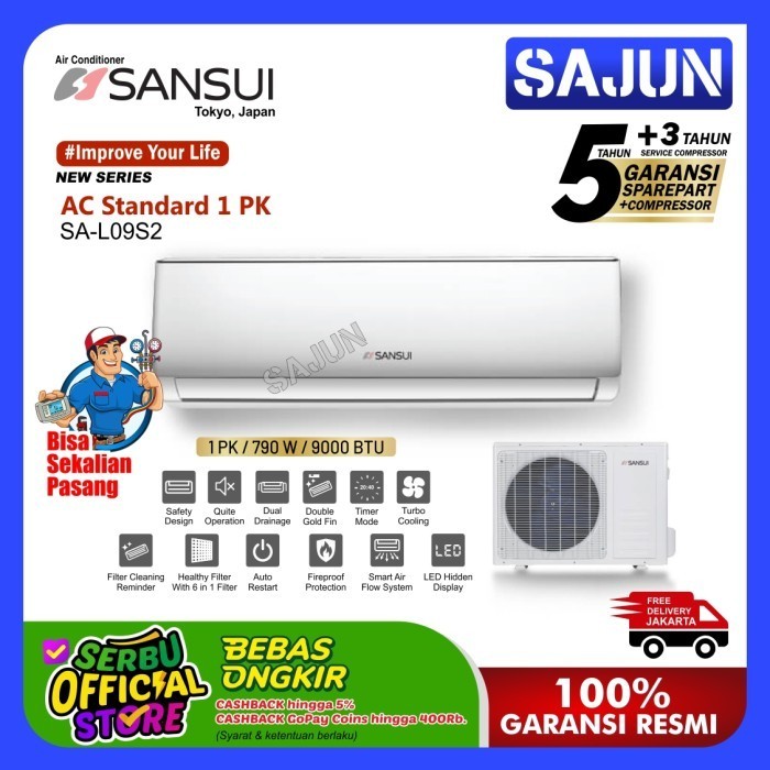 Sansui Japan Ac Split 1 Pk Standard R32 Sa-L09S2