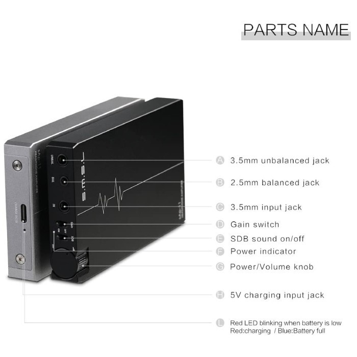 SMSL SAP-11 Solid State Headphone Amplifier Portable Hitam Silver