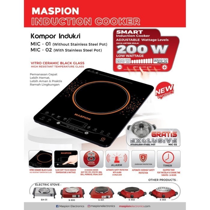 Maspion Mic 02 Kompor Induksi ( Dapat Panci ) / Induction Cooker
