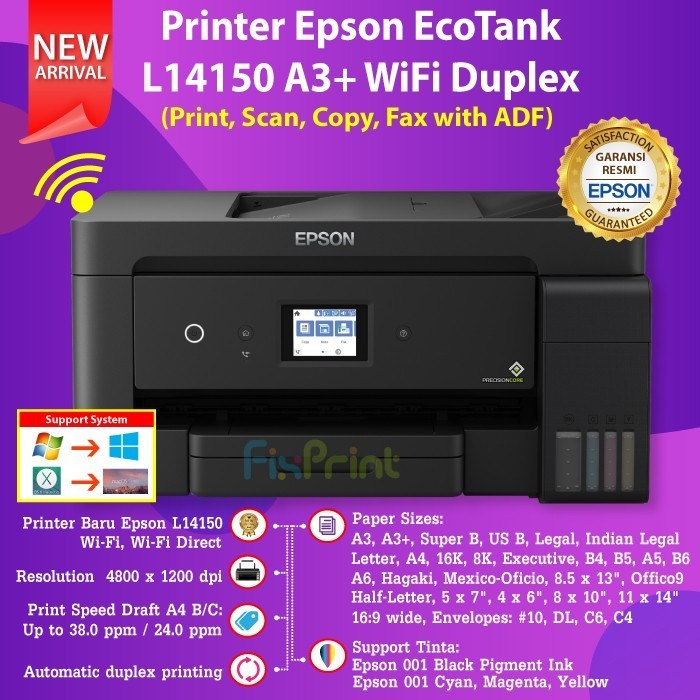 Printer Epson Ink Tank Ecotank L14150 A3+ Wifi Print Scan Copy Duplex