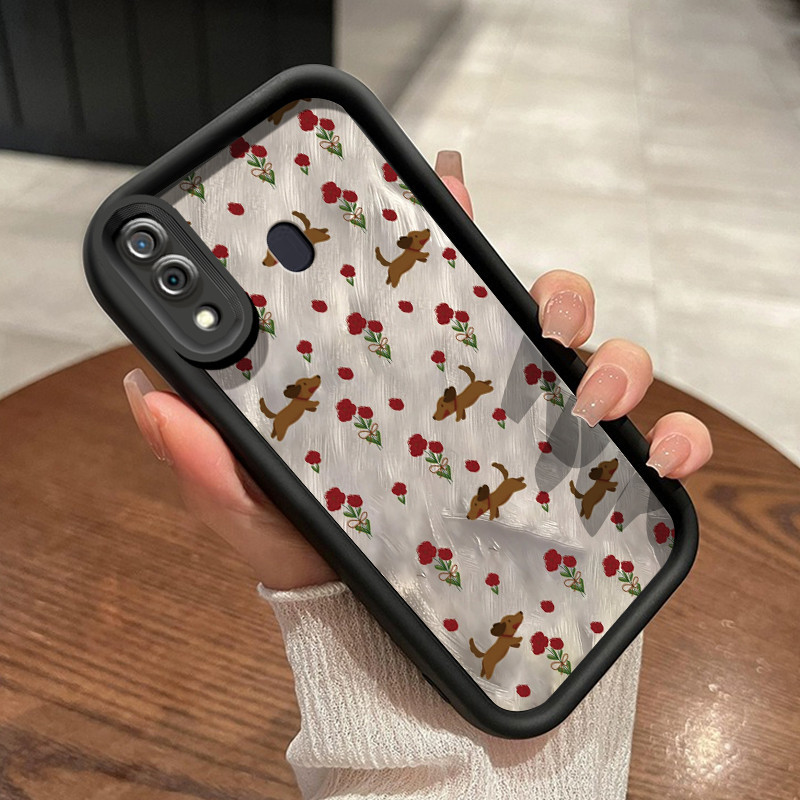 Casing Hp Samsung Galaxy A30 A20 M10s Case hp ponsel pola anjing Casing bunga rusak paket penuh Kesi