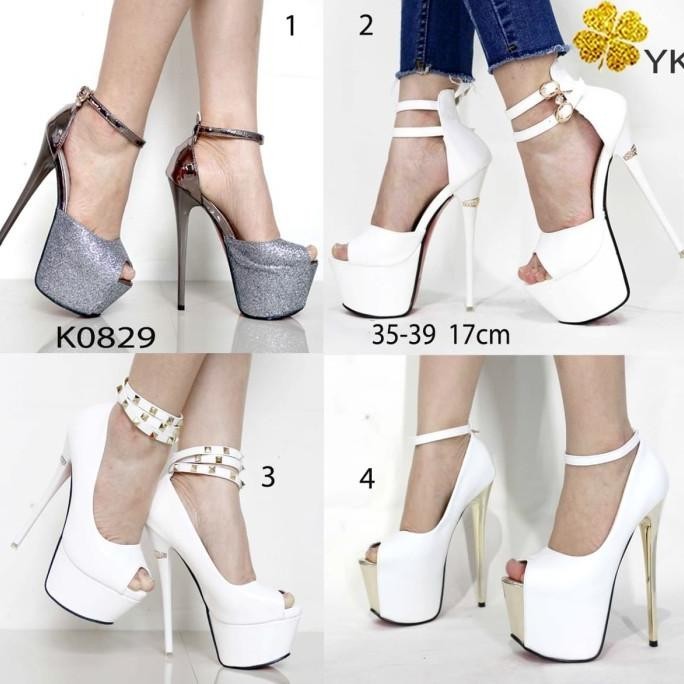 Ykshoes 0829 High Heels Highheels 17Cm 17 Cm Shoes Import Putih Silver