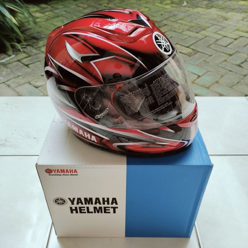 Helm Yamaha Vintage Fullface Merah Yamaha Indonesia Motor MFG Ori (NOS, GENUINE, BARU) Helmet Retro 