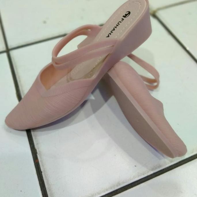 Sepatu Sandal Selop Karet Wanita/Selop Wedges Selop Karet Fuhaha