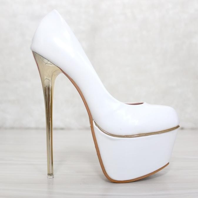 Ykshoes 1273 Pump Heels 17Cm Sepatu Hak Tinggi Shoes Impor Putih White