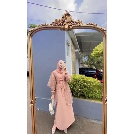 CR - Gamis Dress Pesta Gamis Lebaran Model Terbaru OOTD Viral Gamis Muslim Wanita Kondangan Mewah Polos Kombinasi Brokat Tile Murah TERLARIS