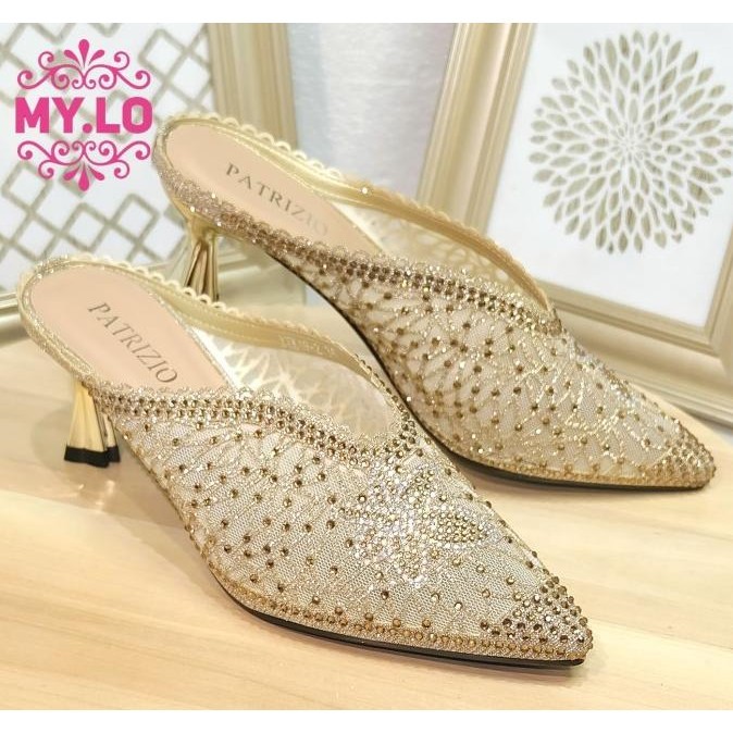 Sandal Pesta Heel Wedges Silver Selop Wanita Import Mylo Ms6A38