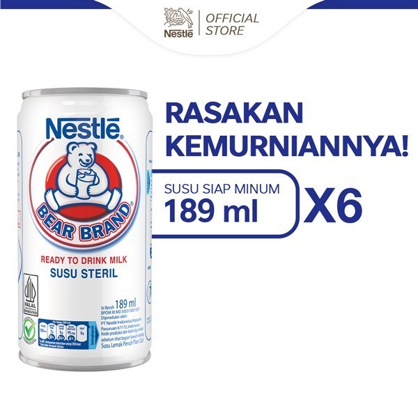 

Nestle Bear Brand Susu Sapi Sapi Steril Siap Minum Kaleng 189Ml 6 Pcs