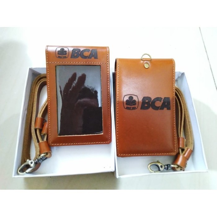 

BARANG TERLARIS Name Tag ID Card Holder Kulit Asli Logo Bank BCA