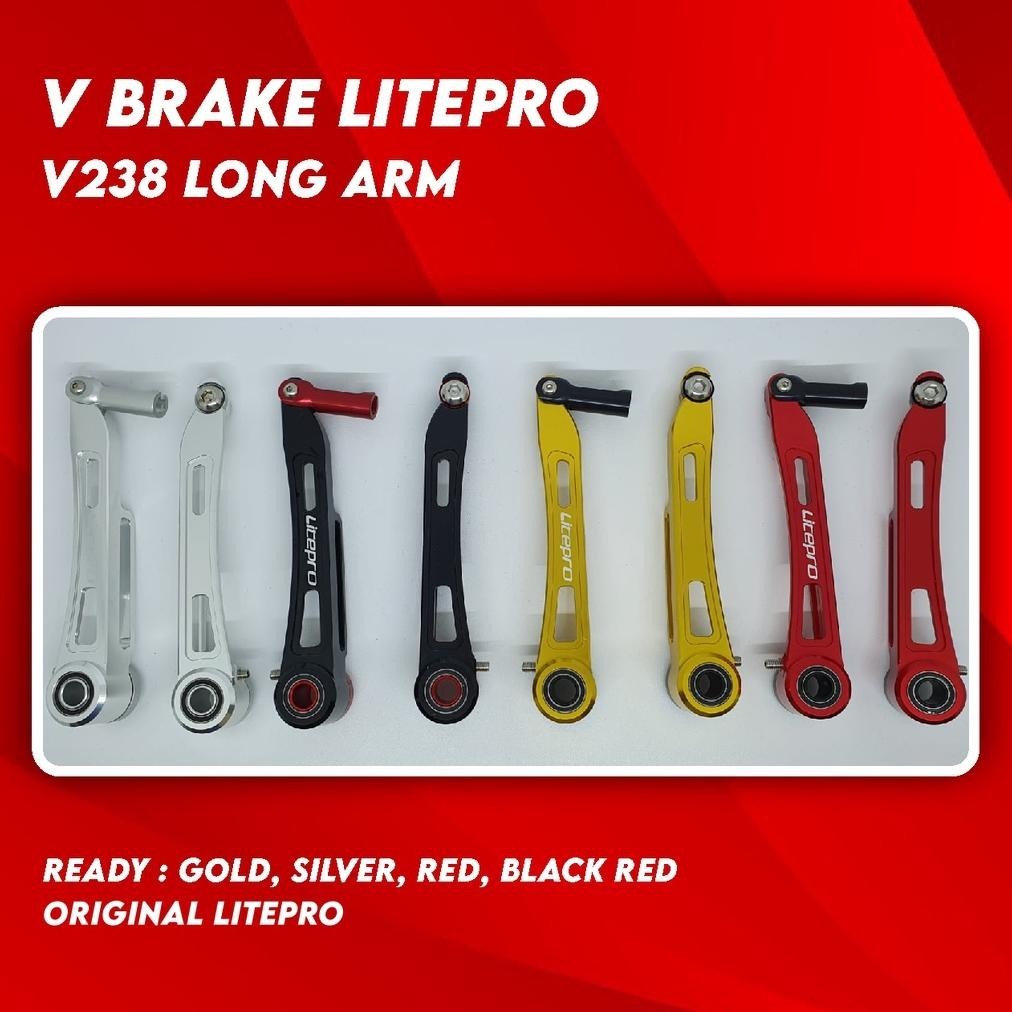 Barang Murah.Co V Brake Litepro V238 Long Arm Warna Gold Silver Merah Hitam Emas Untuk Fnhon Blast G