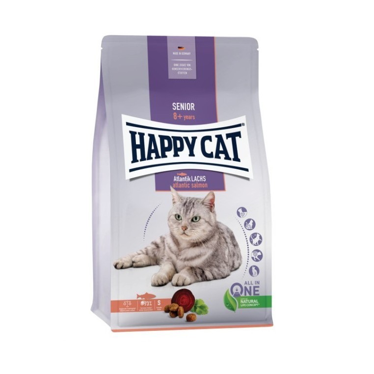 Happy Cat Senior 8+ Atlantic Salmon 4Kg Cat Dry Food - Makanan Kucing