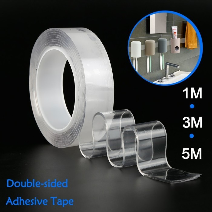 

Perekat Double Tape Lakban Isolasi Selotip Bening Transparan Tebal 1 m
