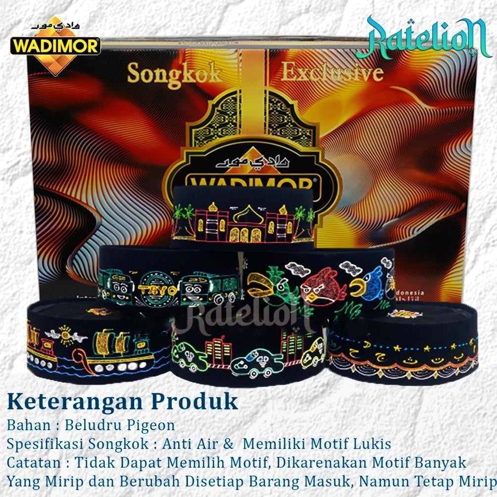 Songkok Wadimor Junior Ac Karakter Anak Laki Motif Robot Upin Ipin Angry Birds Superhero Marvel Spid