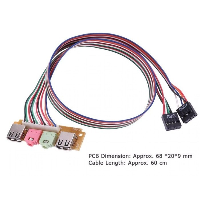 Terlaris 2 USB 2.0 Port Casing Komputer PC Panel Depan USB Mikrofon Audio Kabel SALE