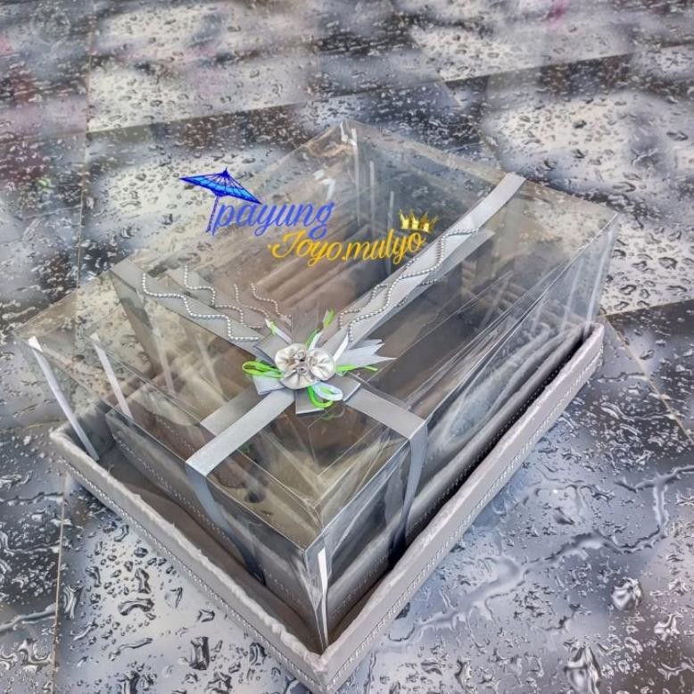

TERLARIS Paket Box Kotak Seserahan Pernikahan 1 Set Isi 4 Hantaran Parcel Mika Unik Kekinian Mewah tuk-7