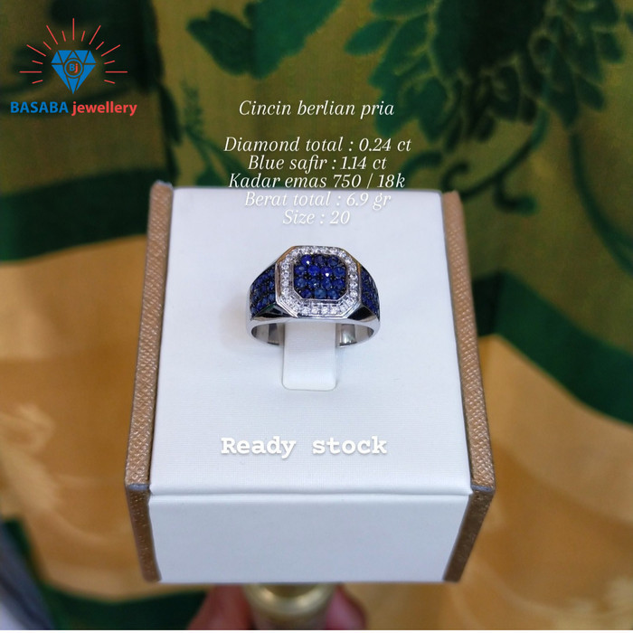 Cincin Pria Diamond Berlian Eropa Emas Asli 18K