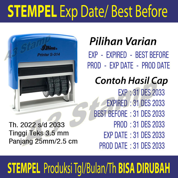 

Terlaris Stempel Expired / Best Before / Exp Date Tinta Otomatis S-314 SALE